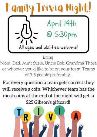 flyer about trivia night 
