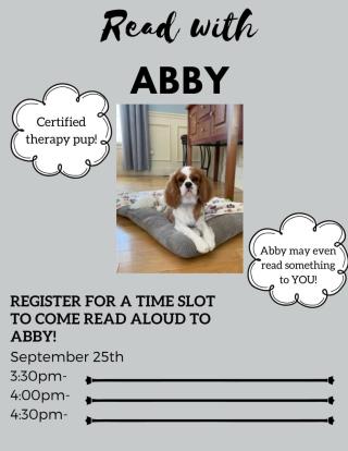 flyer about reading with abby